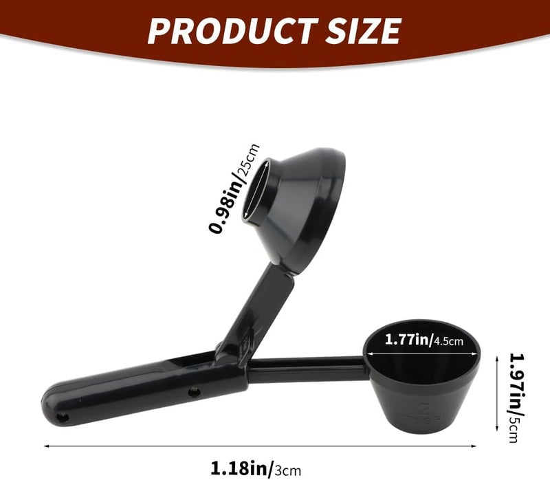 PUXING 2PCS Coffee Scoop & Funnel for Reusable K Cup Refillable Coffee Pods Coffees Measuring Spoon Scoop with Funnel for Ground Coffees, Protein Powder, Tea (2pcs/black) - Image 2